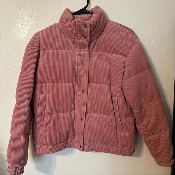 Marine Layer Jackets & Blazers - Marine Layer Pink Corduroy Puffer Jacket